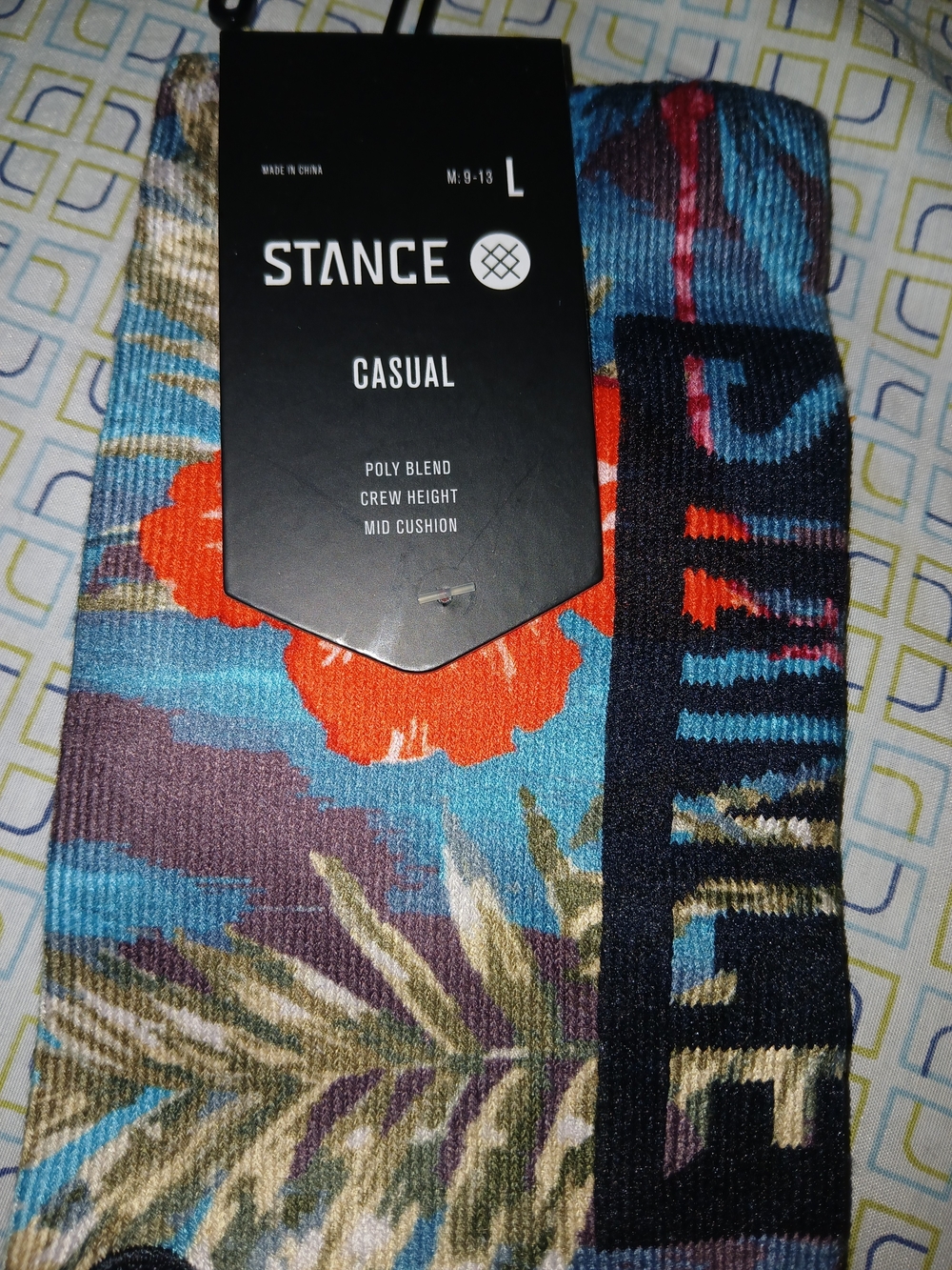 Stance Men's Casual Floral Crew Socks - Blue/Orange
